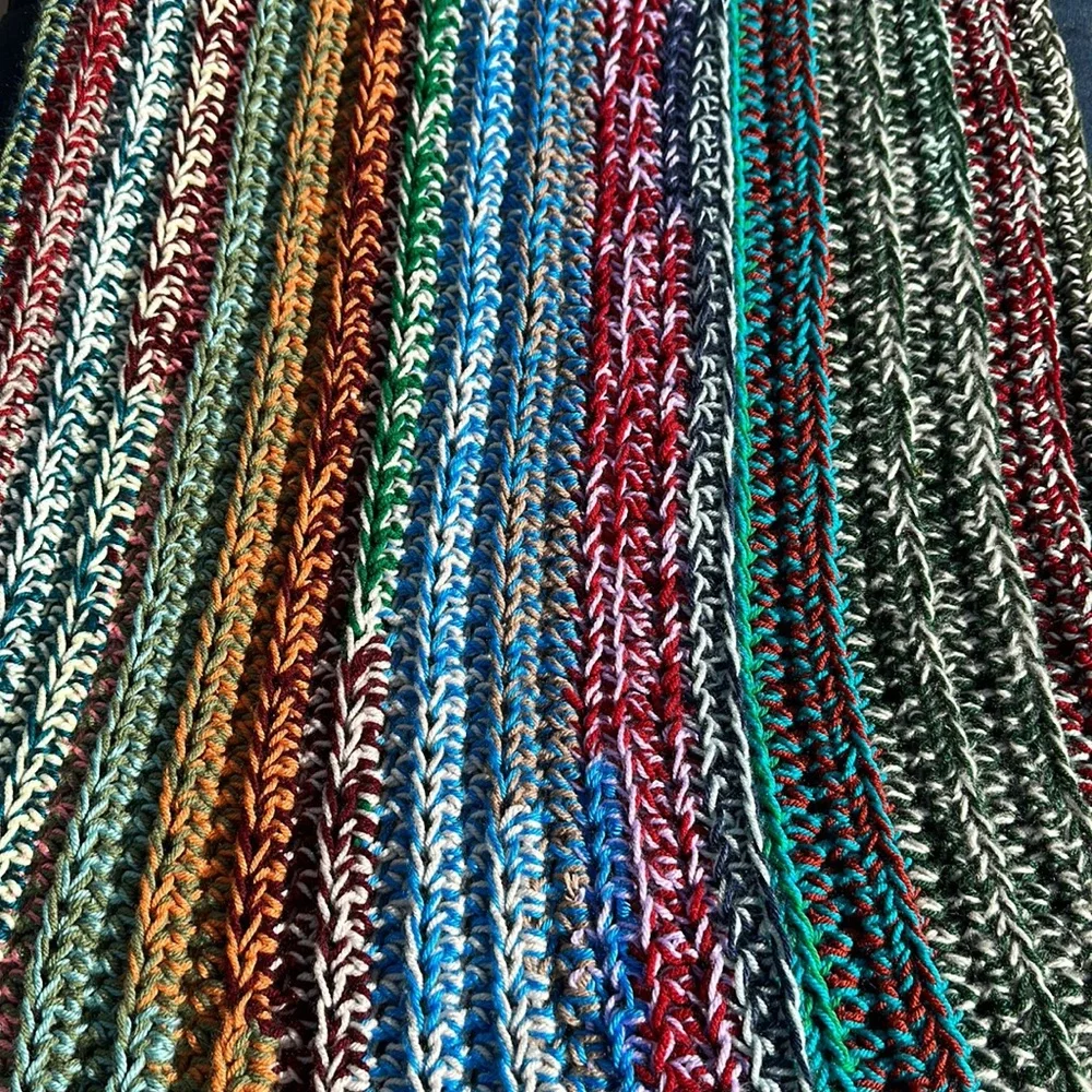 Handmade Crocheted knitted Blanket/Lap Throw-multi colored NEW-Warm